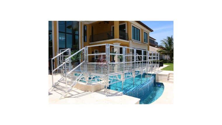 Clear Plexiglas Deck Over Stage Walk On Water Pool Dance Floor (Per Sq Ft) | Rental Clear Plexiglas Deck Over Stage Walk On Water Pool Dance Floor (Per Sq Ft) | Rental