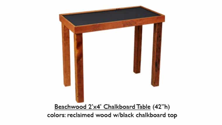 Farm Table | Beechwood Chalkboard Table | 2′ x 4′ x 42″ | Rental Farm Table | Beechwood Chalkboard Table | 2′ x 4′ x 42″ | Rental
