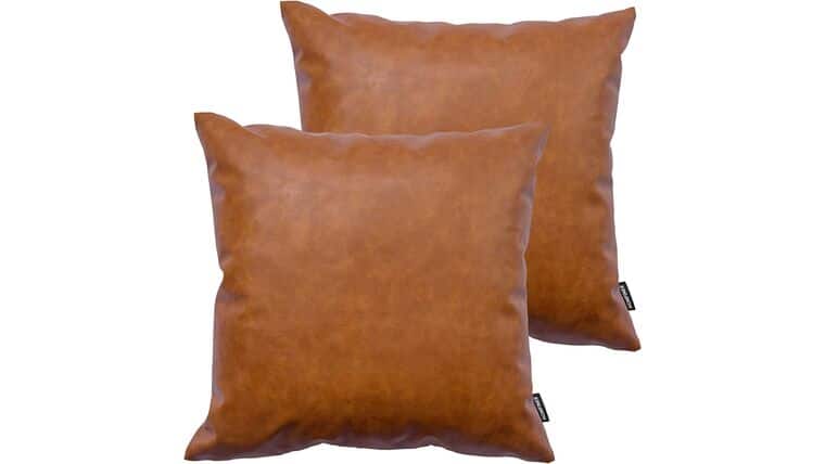 Faux Leather Throw Pillow, 20 x 20 inch – Cognac Brown | Rental Faux Leather Throw Pillow, 20 x 20 inch – Cognac Brown | Rental