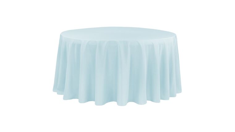 Round Polyester 132″ Tablecloth – Baby Blue | Rental
