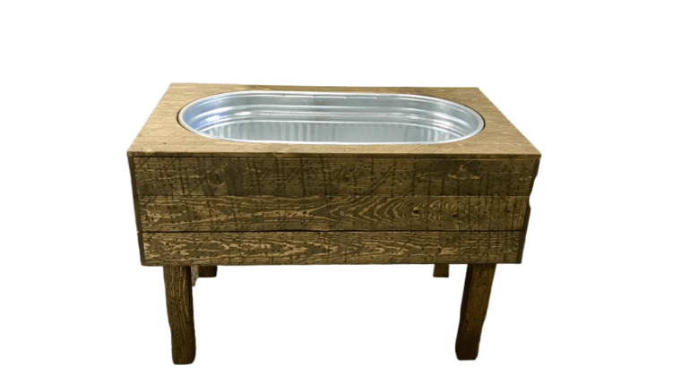 Rustic Wood & Galvanized Beverage Stand | Rental Rustic Wood & Galvanized Beverage Stand | Rental