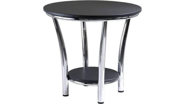 Coffee Table – 20″ Black Round Wood Winsome Tea Table w/Metal Leg | Rental Coffee Table – 20″ Black Round Wood Winsome Tea Table w/Metal Leg | Rental