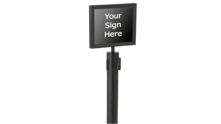 8″ x 11″ Black Metal Stanchion Horizontal Sign Holder | Rental 8″ x 11″ Black Metal Stanchion Horizontal Sign Holder | Rental