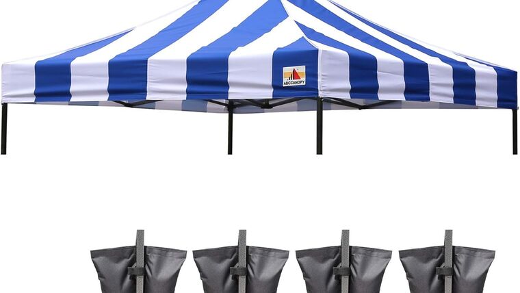 10′ x 10′ Commercial Pop Up Tent – Blue Stripe | Rental