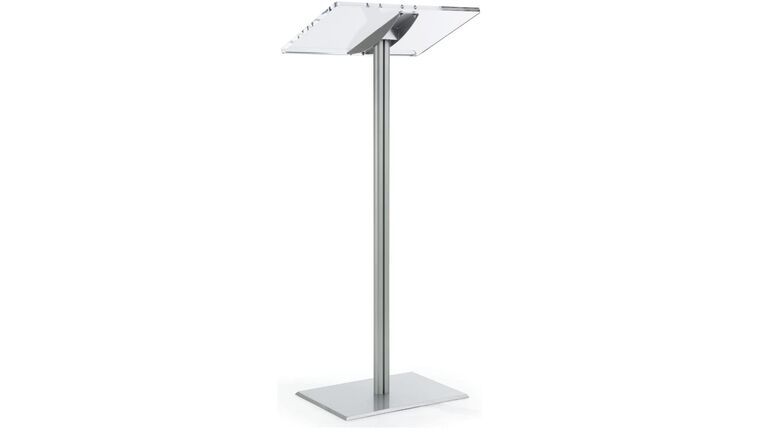 Floor Standing Speaking Podium, Slanted Top, Quick Assembly, Silver | Rental Floor Standing Speaking Podium, Slanted Top, Quick Assembly, Silver | Rental