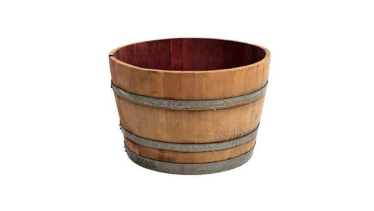 Half Wine Oak Wood Barrel Pot/Planter – 27.5″ | Rental