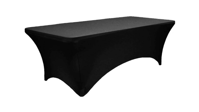 Spandex | Black | 6′ Rectangular Spandex Tablecloth | Rental
