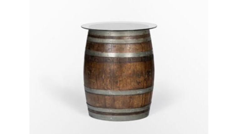 Wine Barrel w/30″ Round High Boy Glass Top Kit | Rental