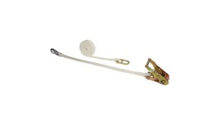 High Peak Tent – 1″ Ratchet Strap Assembly w/D Ring – White | Rental