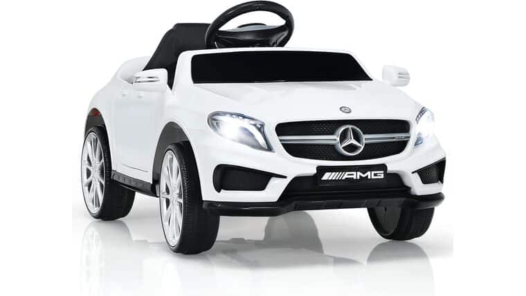 Kids 12V Electric Ride On Car, Licensed Mercedes Benz GLA45 Vehicle for Toddler with Control Remote, Battery Powered Toy with Music, USB, MP3, 2 Speeds, Wheels Suspension, LED Lights (White) | Rental
