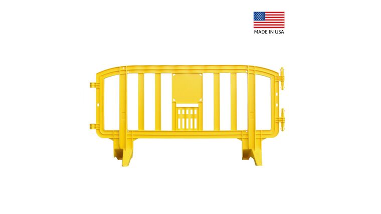 6.5 Ft. Yellow Movit Interlocking Plastic Crowd Barricade | Rental 6.5 Ft. Yellow Movit Interlocking Plastic Crowd Barricade | Rental