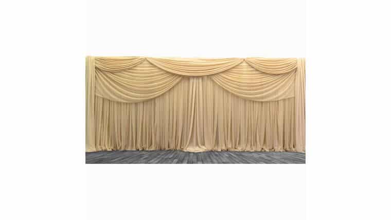 Drapery – Package – Double Valance 2 Panel Backdrop – 7′ – 12′ | Rental