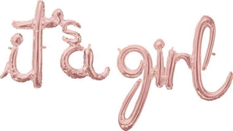 56″ x 30″ It’s A Girl Rose Gold Air-Fill Script Phrase Anagram Balloon | Purchase | Rental 56″ x 30″ It’s A Girl Rose Gold Air-Fill Script Phrase Anagram Balloon | Purchase | Rental