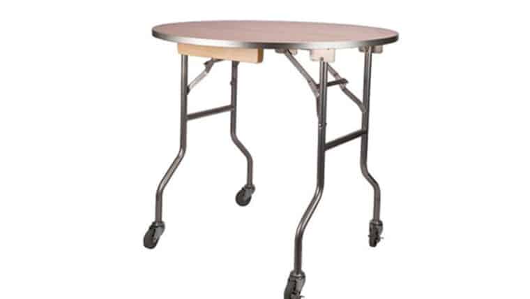 Banquet Table | Wood | Round | 36″ Cake Table w/Wheels | Rental
