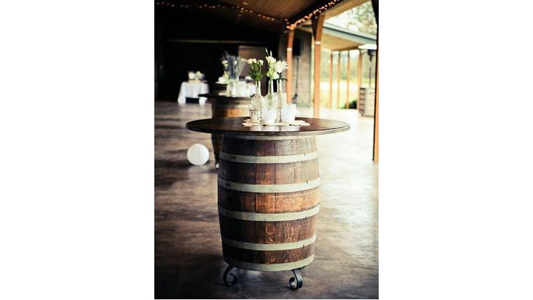 36” Rustic Rolling Wine Barrel – Wood | Rental