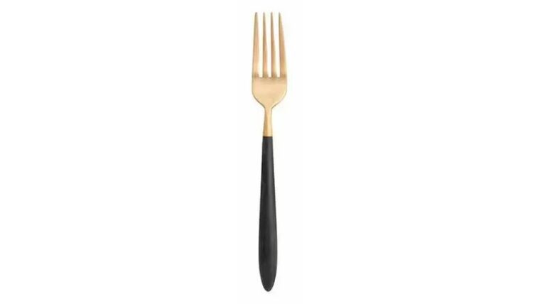 Velo Brushed Gold & Black Dinner Fork | Rental