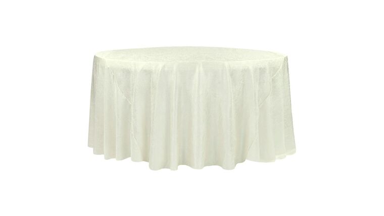 Crushed Taffeta 132″ Round Tablecloth – Ivory | Rental