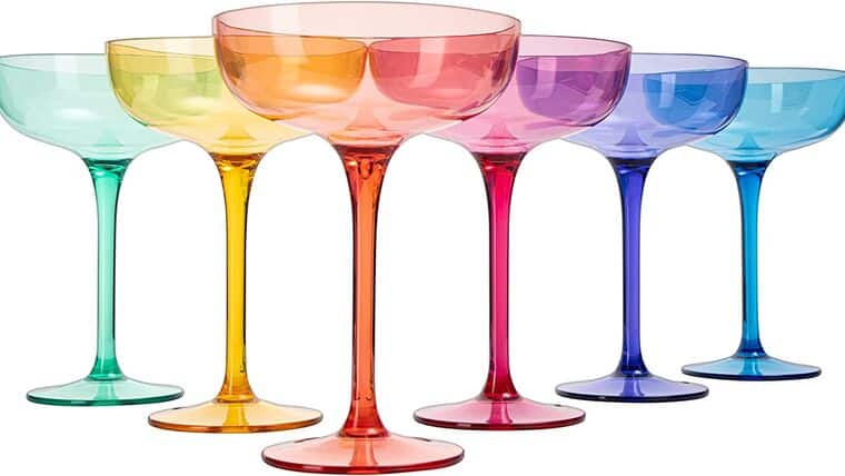 European Style Margarita Tritan Crystal, Acrylic Glasses Drinkware Unbreakable Colored 6 Set – Shatterproof BPA-free plastic , Reusable , Large 15oz , Indoor Outdoor Holiday Drinkware | Rental