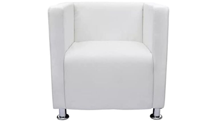 Armchair – vidaXL Artificial Leather Armchair Tub Club Barrel Design Chair White Modern Room Seat | Rental