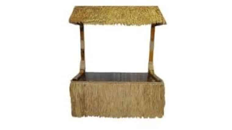 8′ Thatched Roof Banquet Bar Table | Rental