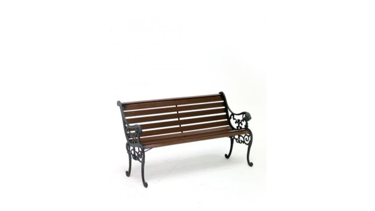 4′ Dark Wood Traditional Cast Iron Park Bench | Rental 4′ Dark Wood Traditional Cast Iron Park Bench | Rental