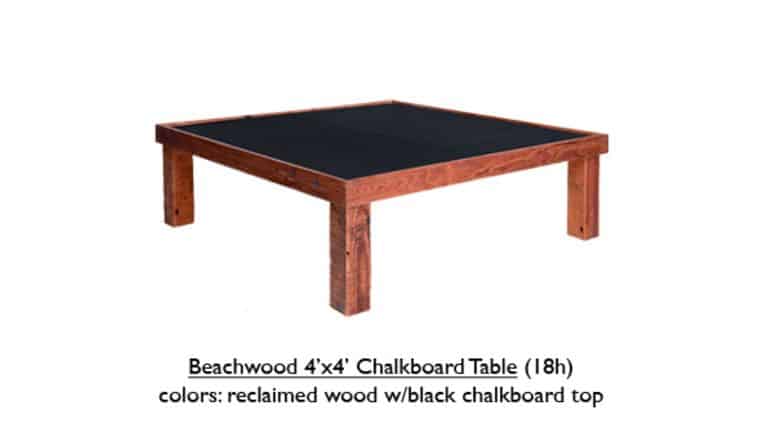 Farm Table | Beechwood Chalkboard | 4′ x 4′ x 18″ | Rental Farm Table | Beechwood Chalkboard | 4′ x 4′ x 18″ | Rental