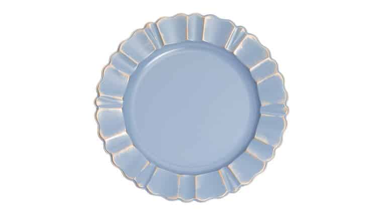 Waved Scalloped Acrylic Charger Plate – Dusty Blue & Gold | Rental