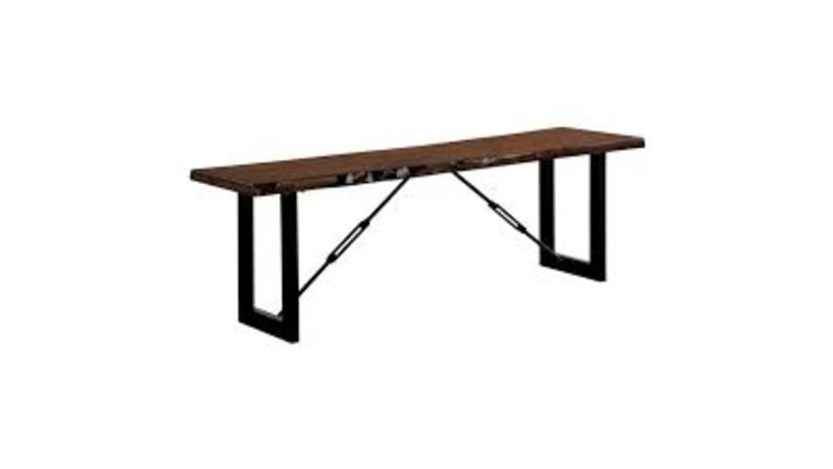 Furniture of America Elsbeth Wood Striking Geometric Legs Dining Bench in Walnut | Rental Furniture of America Elsbeth Wood Striking Geometric Legs Dining Bench in Walnut | Rental