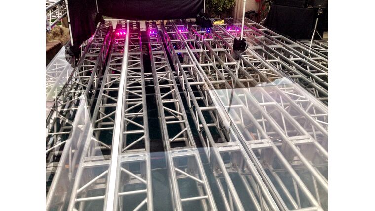 Clear Plexiglas Deck Over Truss Walk On Water Pool Dance Floor (Per Sq Ft) | Rental Clear Plexiglas Deck Over Truss Walk On Water Pool Dance Floor (Per Sq Ft) | Rental