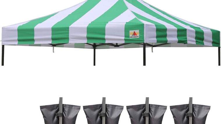 10′ x 10′ Commercial Pop Up Tent – Green Stripe | Rental