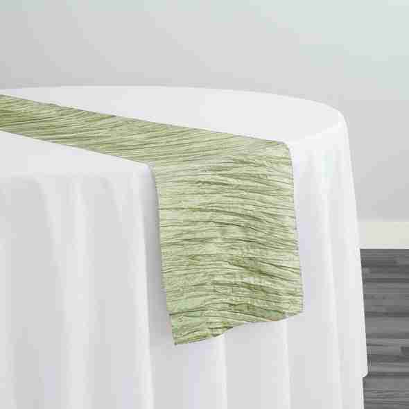 Accordion Taffeta Table Runner in Sage 103 | Rental Accordion Taffeta Table Runner in Sage 103 | Rental