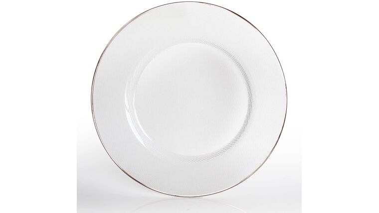 Glass – Charger Plate – White/Platinum | Rental