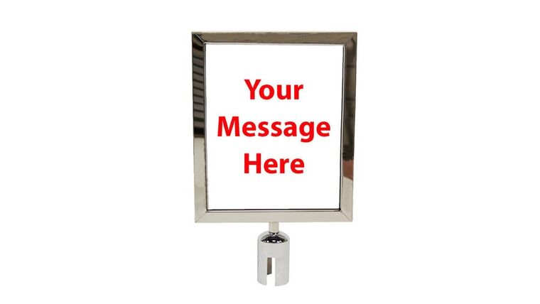 Part – 8″ x 11.5″ Chrome Retractable Metal Stanchion Vertical Sign Holder | Rental Part – 8″ x 11.5″ Chrome Retractable Metal Stanchion Vertical Sign Holder | Rental