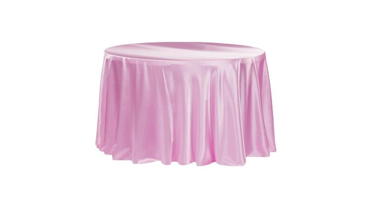 Satin 120″ Round Tablecloth – Medium Pink | Rental Satin 120″ Round Tablecloth – Medium Pink | Rental