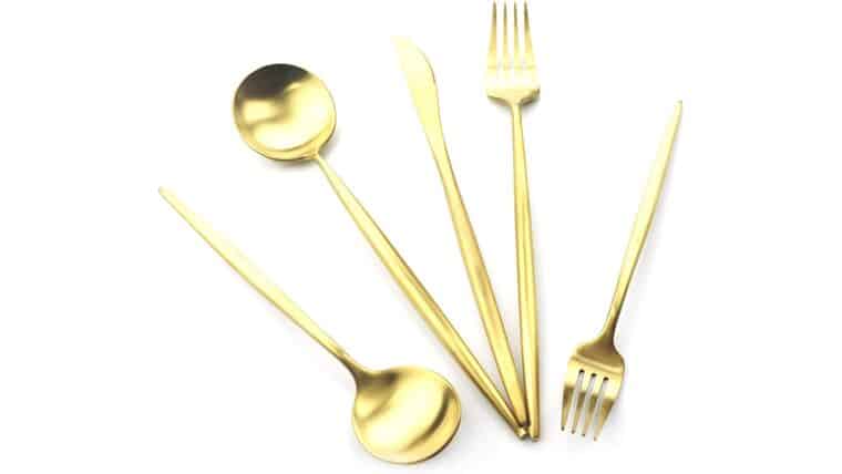 Modern Gold Matte Dessert Spoon | Rental Modern Gold Matte Dessert Spoon | Rental
