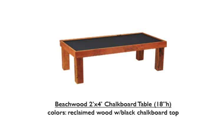 Farm Table | Beechwood Chalkboard Table | 2′ x 4′ x 18″h | Rental Farm Table | Beechwood Chalkboard Table | 2′ x 4′ x 18″h | Rental