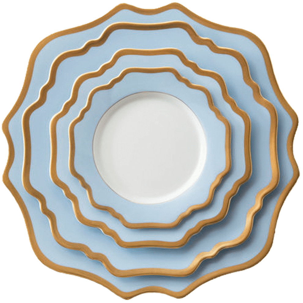Casablanca Porcelain Collection in Baby Blue/Gold | Rental