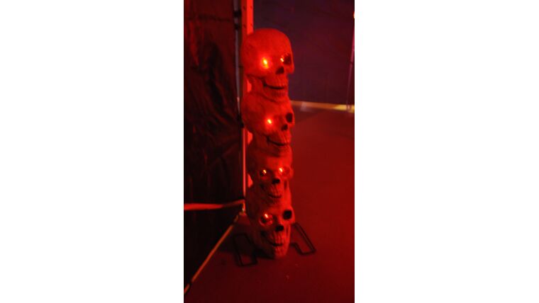 4 Stacked LED Lit Skulls Prop | Rental 4 Stacked LED Lit Skulls Prop | Rental