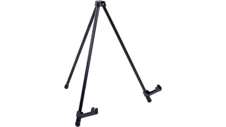 14″ High Exhibitor Black Steel Tabletop Instant Display Easel – Small Portable Tripod Stand, Adjustable Holders – Display Paintings, Framed Pictures, Event Signs, Posters, Holds 5 lbs | Rental