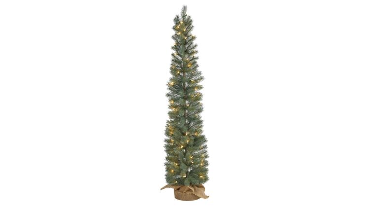 4’ Green Pine Artificial Christmas Tree with 70 Warm White Lights Set in a Burlap Base | Rental