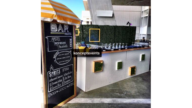 12′ White Peg Board Bar | Rental