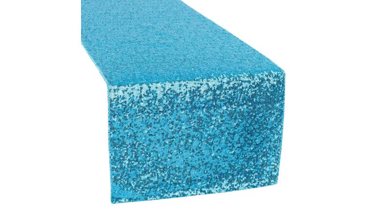 Glitz Sequin Table Runner – Aqua Blue | Rental