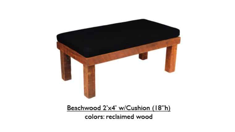 Black Beechwood Bench w/Cushion | Rental Black Beechwood Bench w/Cushion | Rental