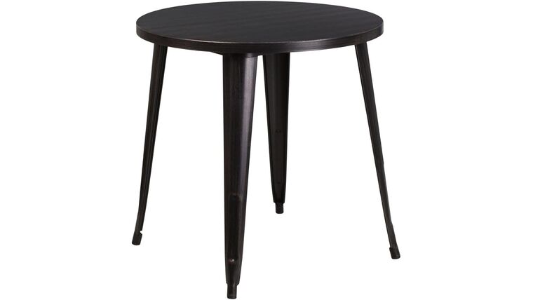 30″ Round Metal Side Table – Black – Antique Gold | Rental