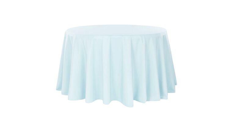 Polyester 108″ Round Tablecloth – Baby Blue | Rental