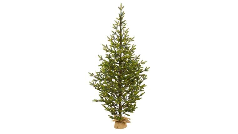 6’ Fraser Fir “Natural Look” Artificial Christmas Tree with 250 Clear LED Lights, a Burlap Base and 1243 Bendable Branches | Rental