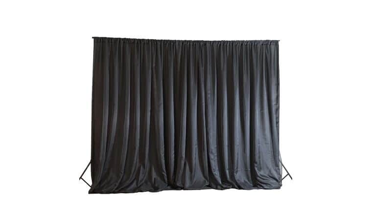 Drapery – Double Layered Black Curtain 8ft x 8ft | Rental