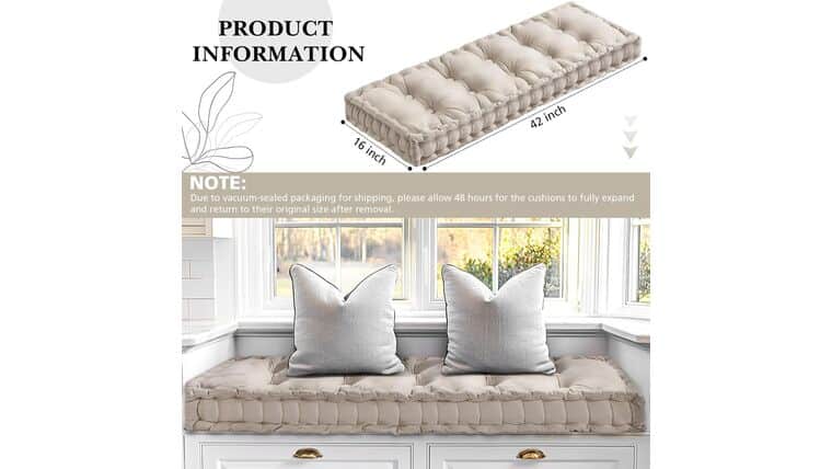 Bench Cushions for Indoor Furniture 42×16 in Velvet Kitchen Dining Piano Window Seat Cushion, Tufted Patio Porch Swing Thicken Bench Pad Memory Foam(Ivory White) | Rental Bench Cushions for Indoor Furniture 42×16 in Velvet Kitchen Dining Piano Window Seat Cushion, Tufted Patio Porch Swing Thicken Bench Pad Memory Foam(Ivory White) | Rental