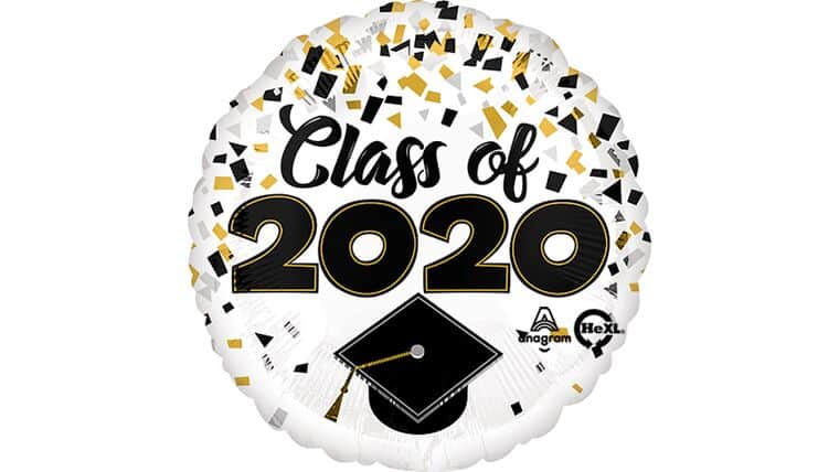 18″ Graduation Class 2020 Confetti Anagram Balloon | Rental 18″ Graduation Class 2020 Confetti Anagram Balloon | Rental