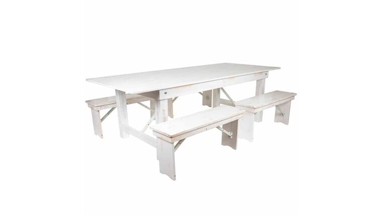 Antique White Pine Farm Table Package w/Bench | Rental Antique White Pine Farm Table Package w/Bench | Rental